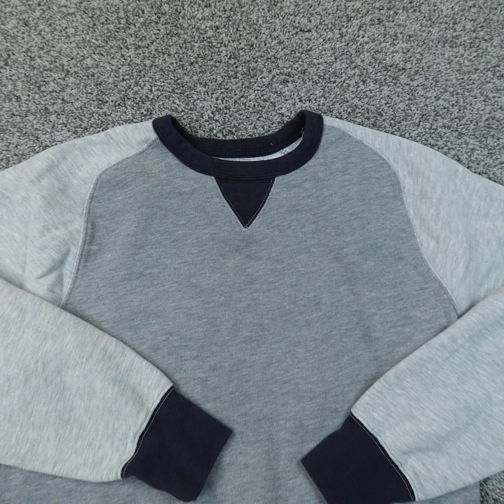J Crew Sweatshirt Mens S Gray Fleece Crewneck Colorblock Raglan Pullover Sweater